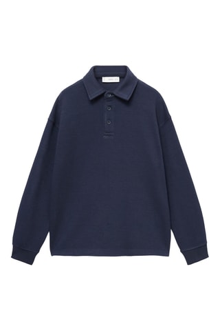 Sweat-shirt col polo - Bleu marine
