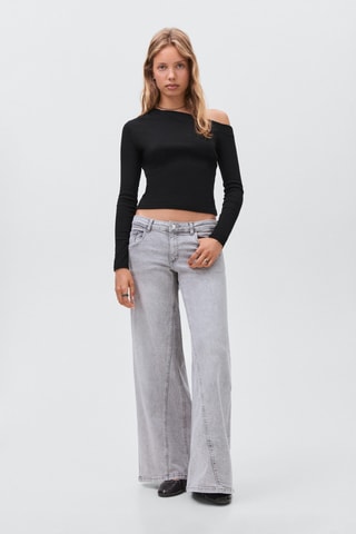 T-shirt coton asymétrique - Noir