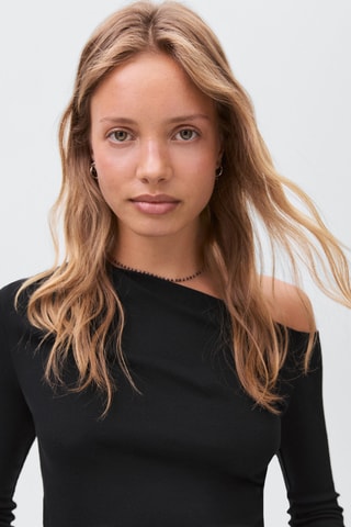 T-shirt coton asymétrique - Noir