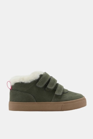 Tennis cuir fourrure - Kaki