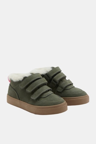 Tennis cuir fourrure - Kaki
