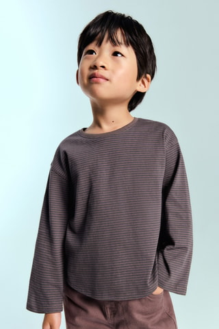 T-shirt à rayures en coton - Marron