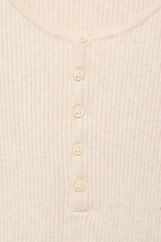Pull-over maille côtelée boutons - Beige