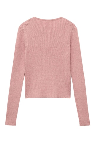 Pull-over maille côtelée boutons - Rose