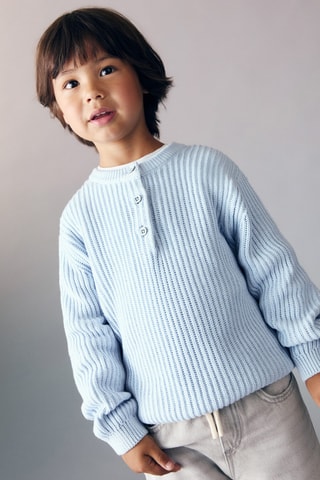 Pull-over maille coton - Bleu