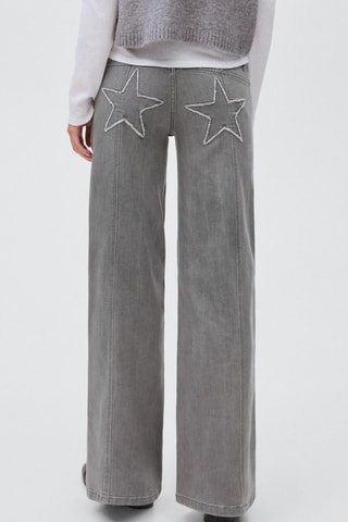 Jean taille basse étoiles - Gris