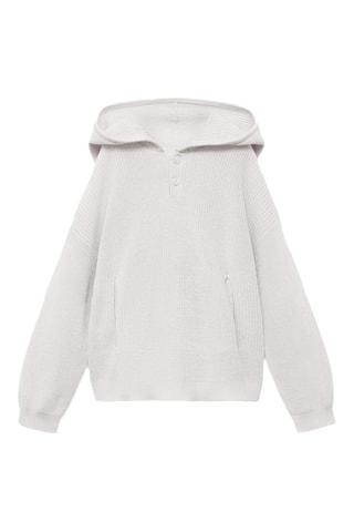 Pull-over maille capuche - Gris clair