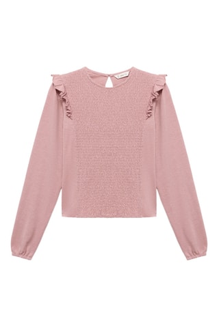 T-shirt froncé à volants - Rose clair