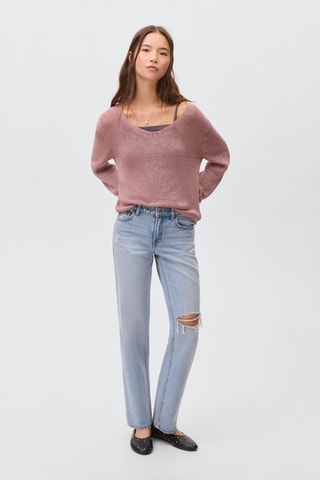 Pull en maille ajourée - Rose clair