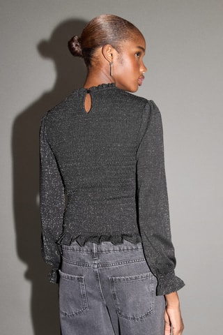 T-shirt lurex à volants - Noir