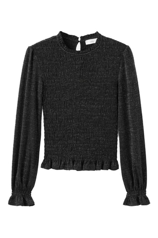 T-shirt lurex à volants - Noir