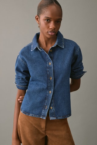 Chemise coton jean - Bleu marine