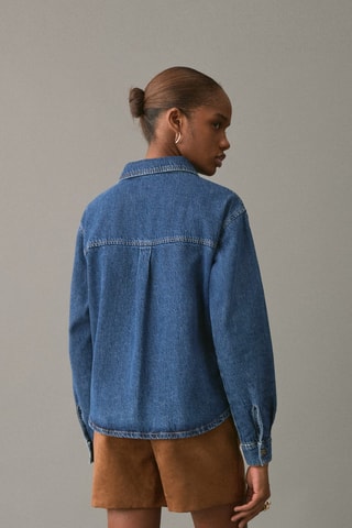 Chemise coton jean - Bleu marine