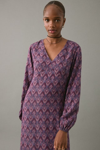Robe imprimée Lurex - Marron