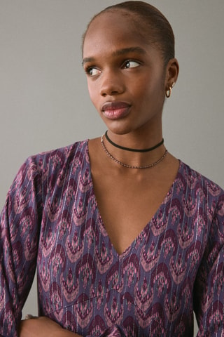 Robe imprimée Lurex - Marron