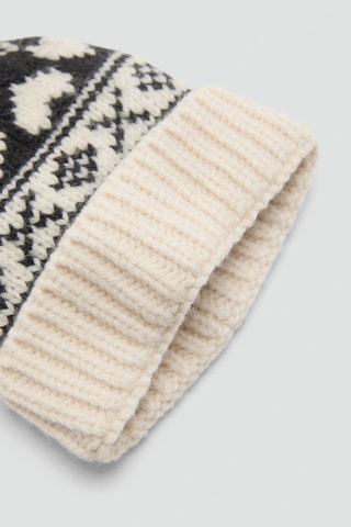 Bonnet en maille à pompon - Écru