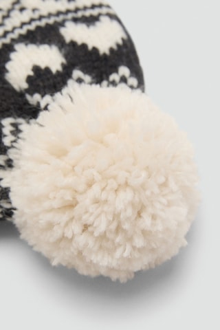 Bonnet en maille à pompon - Écru