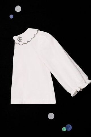 Blouse col Claudine broderie - Blanc