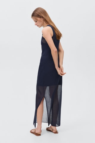 Robe tissu semi-transparent - Bleu marine