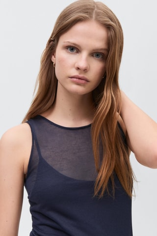 Robe tissu semi-transparent - Bleu marine