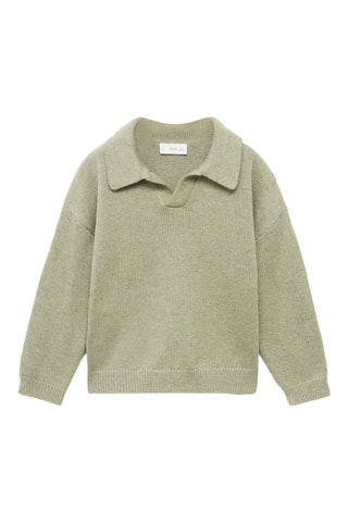 Pull-over maille col polo - Vert clair