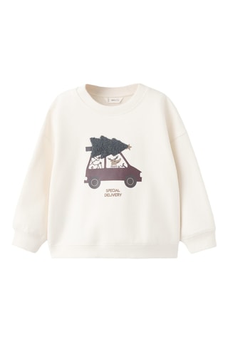 Sweat-shirt coton imprimé - Écru
