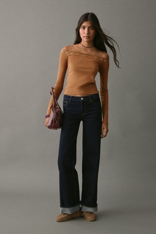 T-shirt bustier clouté - Marron