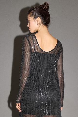 Robe courte à paillettes - Noir