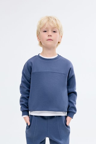 Sweat-shirt oversize en coton - Bleu foncé