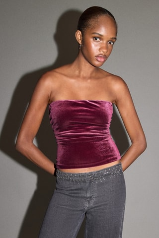 Top velours - Rose
