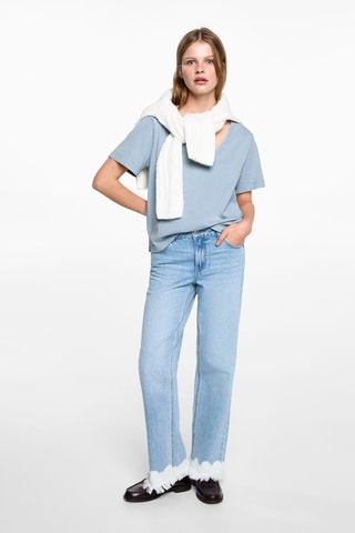 T-shirt col en V - Bleu