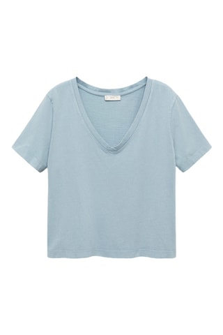 T-shirt col en V - Bleu