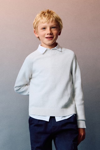 Pull-over maille coton - Gris clair
