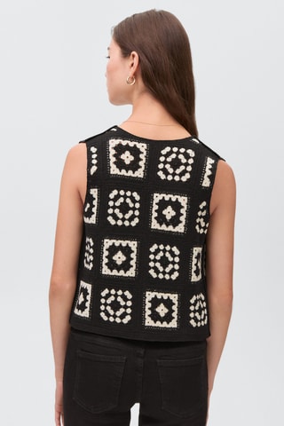 Gilet maille crochet - Noir