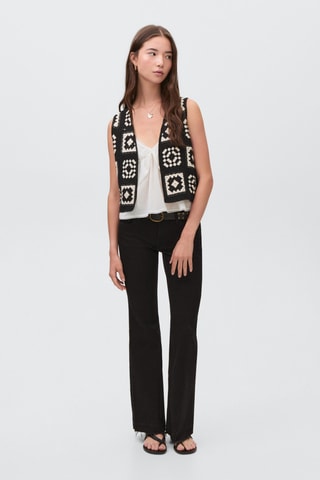 Gilet maille crochet - Noir