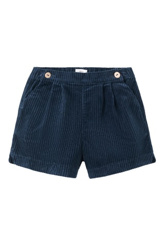 Short en velours côtelé et boutons - Bleu marine