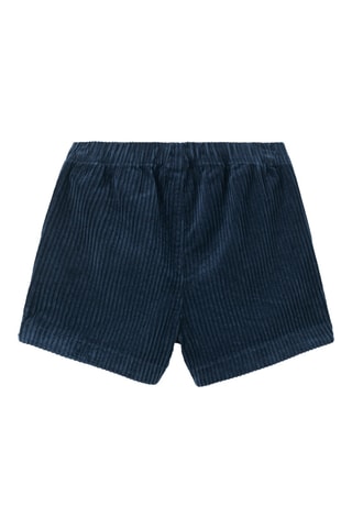 Short en velours côtelé et boutons - Bleu marine