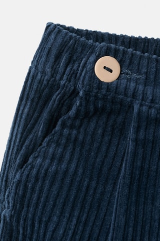 Short en velours côtelé et boutons - Bleu marine