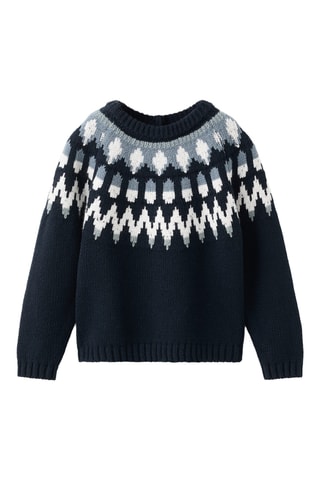 Pull-over maille jacquard - Bleu marine