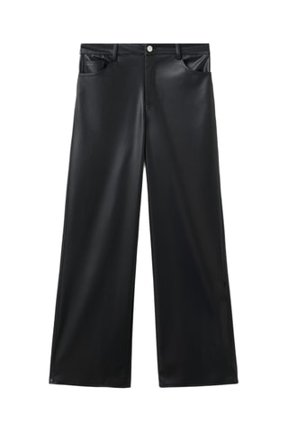 Pantalon droit en similicuir - Noir