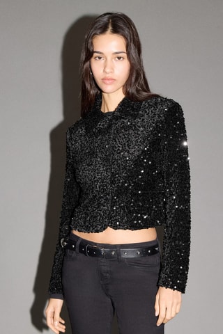 Blazer costume paillettes - Noir