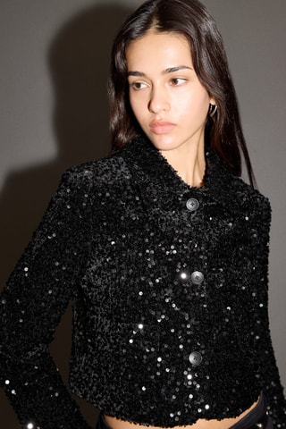 Blazer costume paillettes - Noir