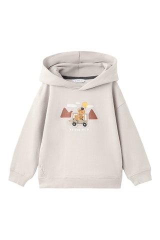 Sweat brodé et imprimé - Beige
