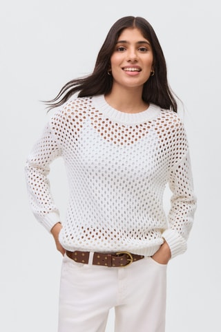 Pull en maille ajourée - Blanc