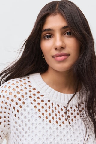 Pull en maille ajourée - Blanc