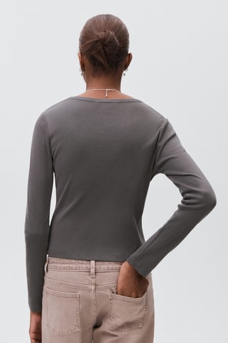 T-shirt froncé coton - Anthracite