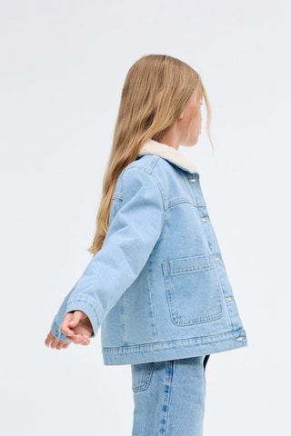 Blouson en jean doublure fausse fourrure - Bleu clair