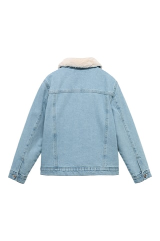Blouson en jean doublure fausse fourrure - Bleu clair