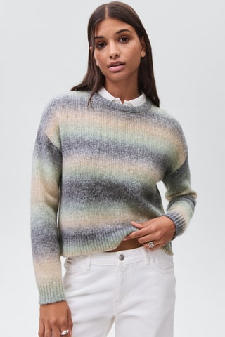 Pull-over maille multicolore - Vert