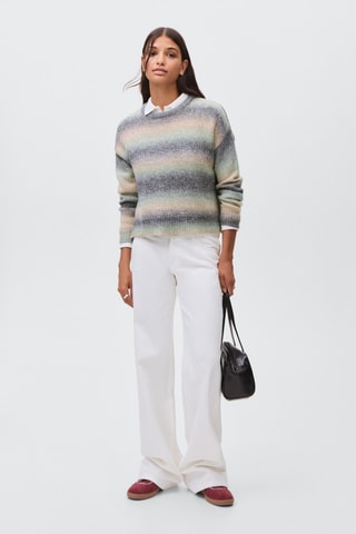 Pull-over maille multicolore - Vert